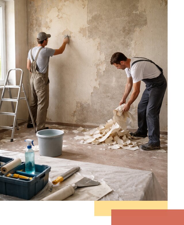 Снятие старых обоев в волжском быстро и качественно