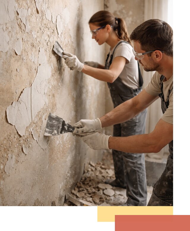 Снятие старой шпаклевки и подготовка поверхностей в волжском