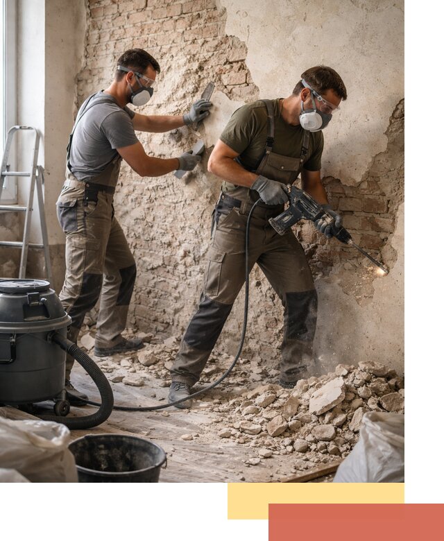 Демонтаж штукатурки со стен в волжском быстро и аккуратно