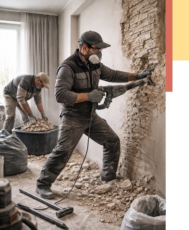 Демонтаж декоративного камня в волжском от 1469 руб/м² — быстро и недорого | ОТДЕЛОЧНИК-Влж