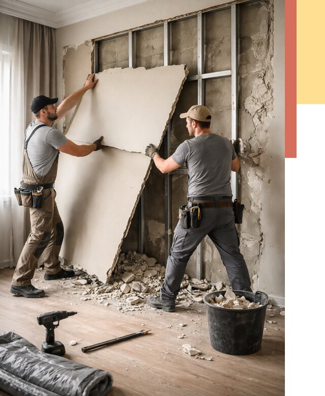 Демонтаж гипсокартона со стен в волжском от 355 руб. — услуги демонтажа | ОТДЕЛОЧНИК-Влж