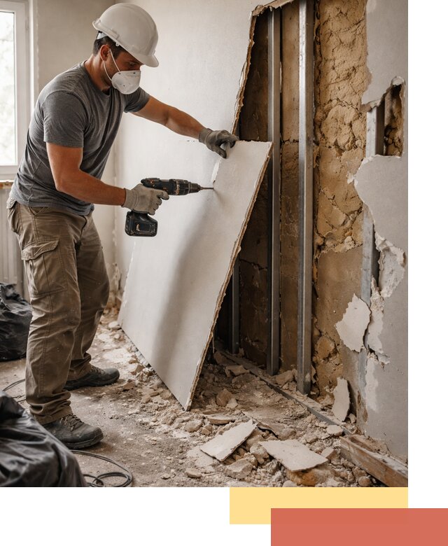 Демонтаж гипсокартона со стен в волжском качественно и быстро