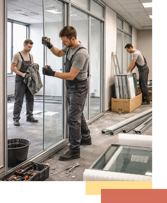 Демонтаж стеклянных перегородок в волжском быстро и безопасно