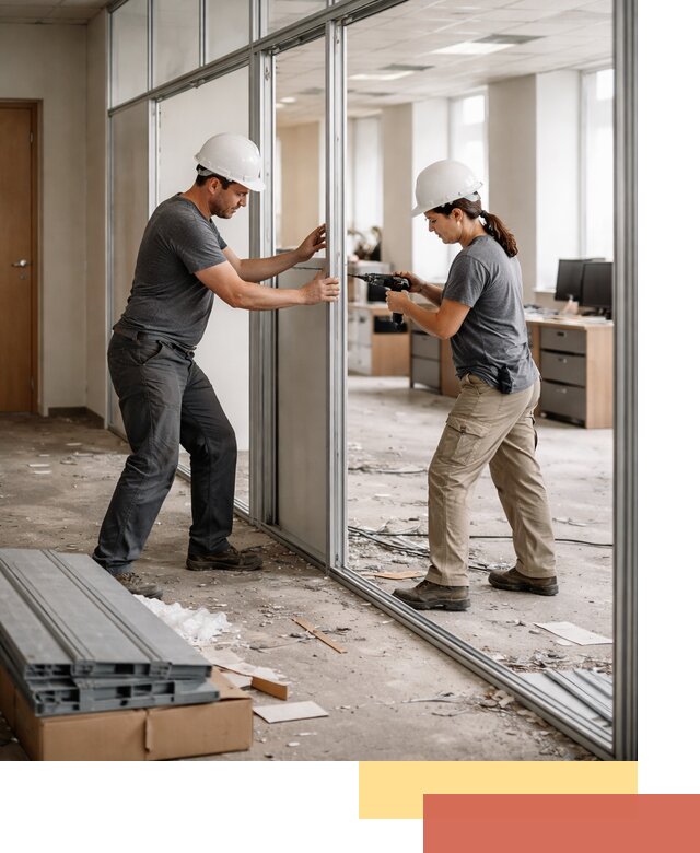 Демонтаж алюминиевых перегородок в волжском быстро и аккуратно