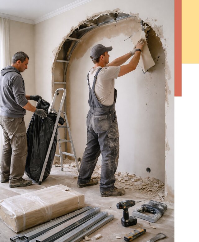 Демонтаж арки из гипсокартона в волжском от 3546 руб. — услуги под ключ | ОТДЕЛОЧНИК-Влж