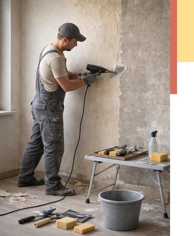 Очистка стен от клея в волжском от 1874 руб. — снятие и удаление клея со стен | ОТДЕЛОЧНИК-Влж