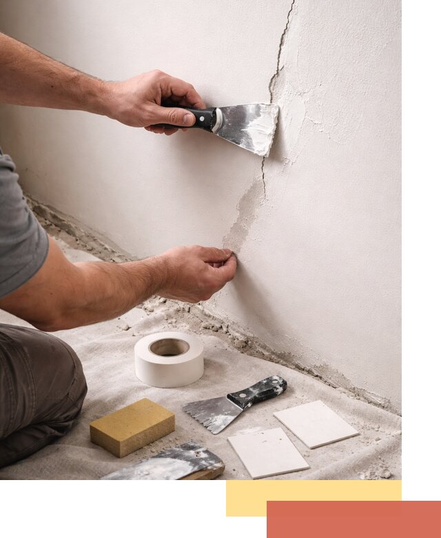 Заделка трещин и сколов в стенах и потолках в волжском