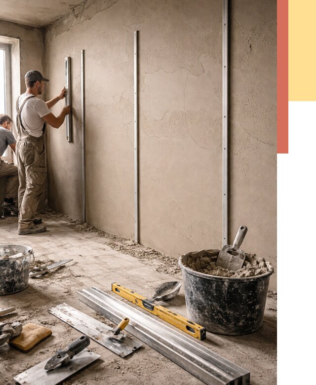 Штукатурка стен по маякам в волжском от 5572 руб./м² — выравнивание под ключ | ОТДЕЛОЧНИК-Влж