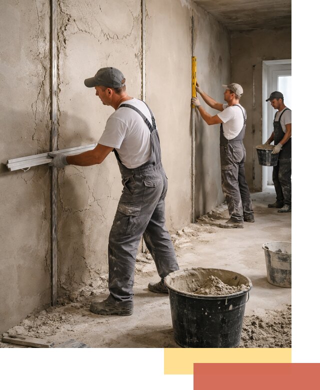 Штукатурка стен по маякам в волжском — точная и ровная поверхность