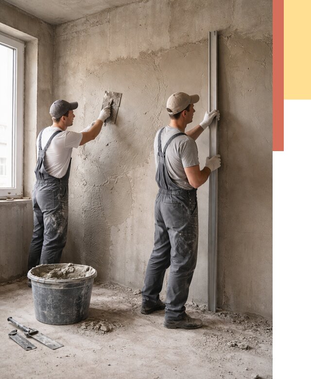 Штукатурка бетонных стен в волжском от 4559 руб/м² — качественно и быстро | ОТДЕЛОЧНИК-Влж