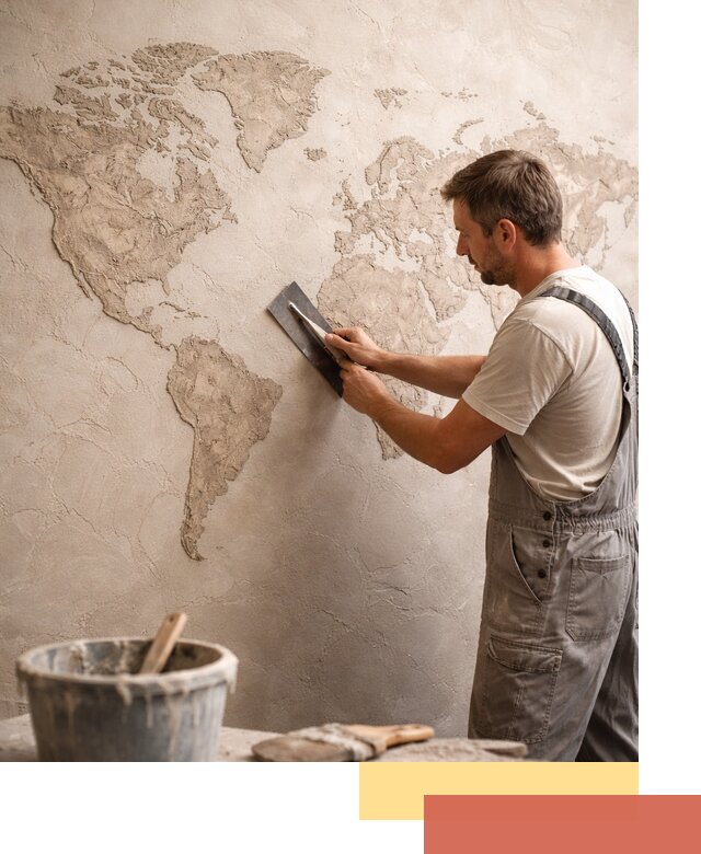 Декоративная штукатурка «Карта мира» под ключ в волжском