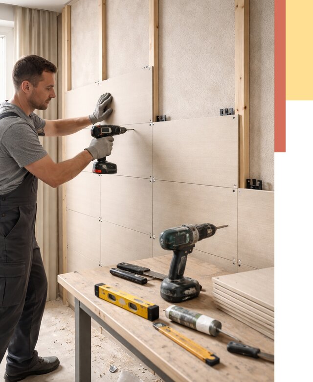 Монтаж МДФ панелей на стены в волжском от 1266 руб. под ключ | ОТДЕЛОЧНИК-Влж