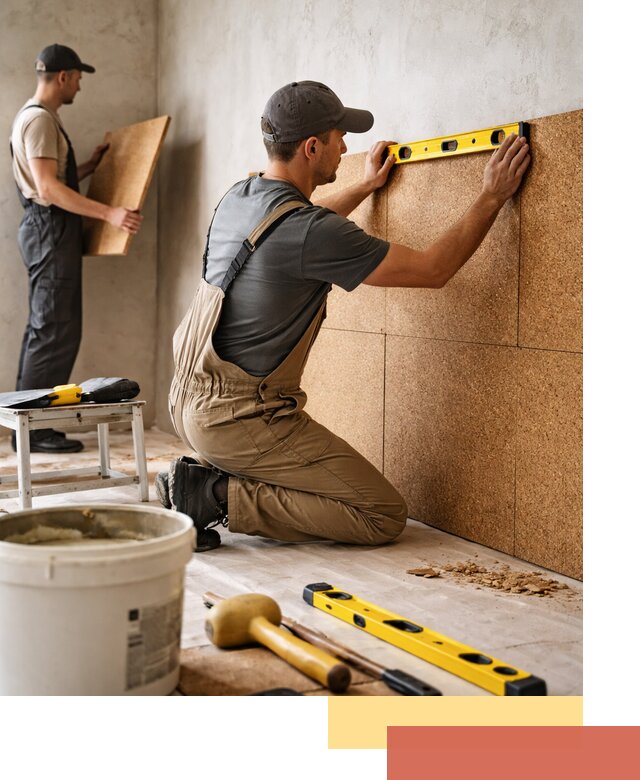 Монтаж пробковых панелей на стены в волжском быстро и качественно