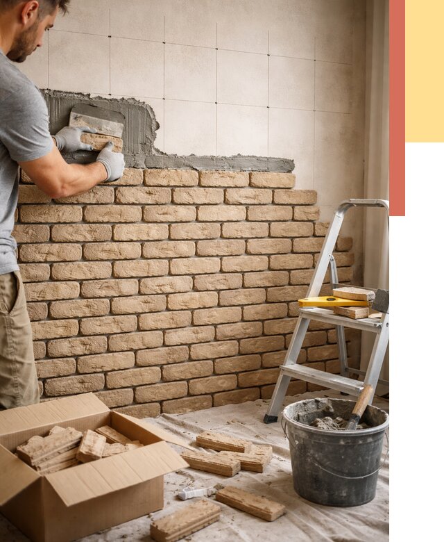 Монтаж декоративного кирпича в волжском от 3242 руб./м² — быстро и недорого | ОТДЕЛОЧНИК-Влж