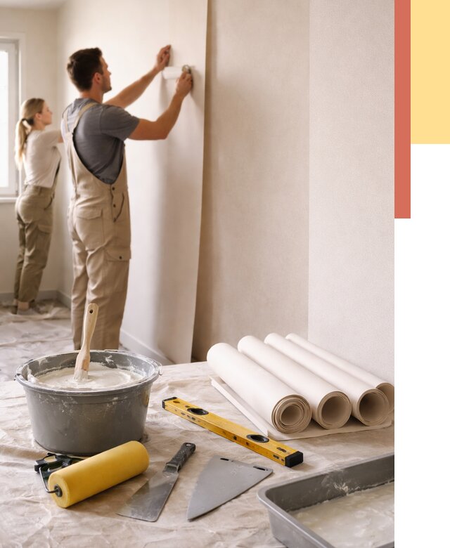 Поклейка бумажных обоев в волжском от 5572 руб./м2 — быстро и недорого | ОТДЕЛОЧНИК-Влж