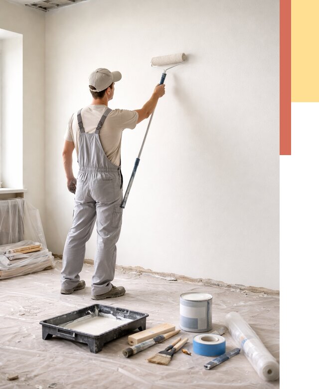 Покраска стен водоэмульсионной краской в волжском от 456 руб. за м² | ОТДЕЛОЧНИК-Влж