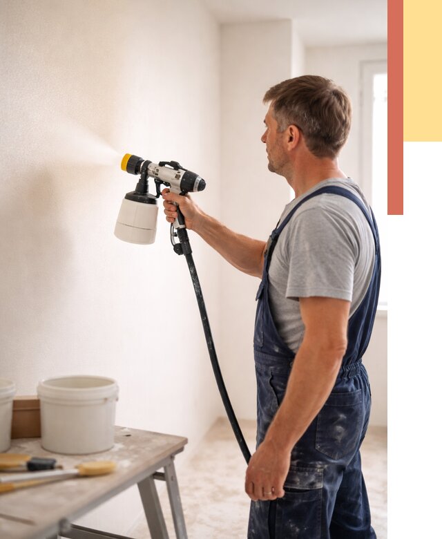 Покраска стен краскопультом в волжском от 7598 руб. — механизированная покраска | ОТДЕЛОЧНИК-Влж