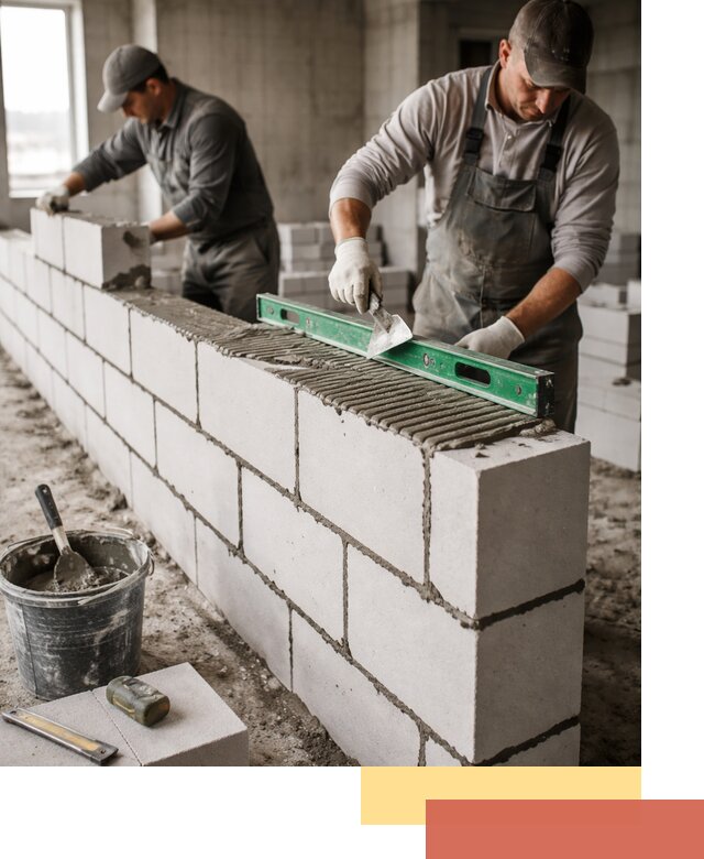 Кладка перегородок из газобетона в волжском быстро и качественно