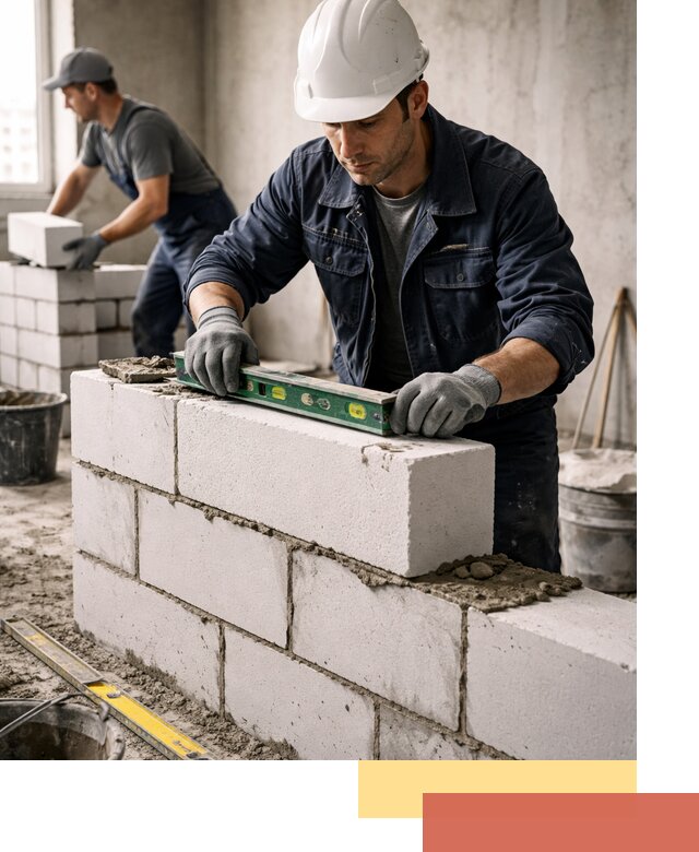 Кладка перегородок из пеноблока под ключ в волжском