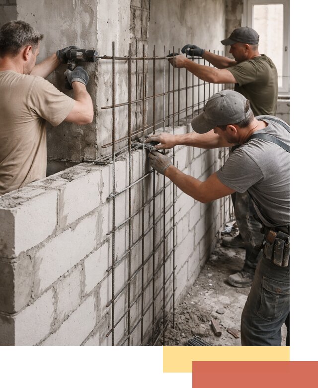 Армирование кладки перегородок в волжском профессионально и надёжно