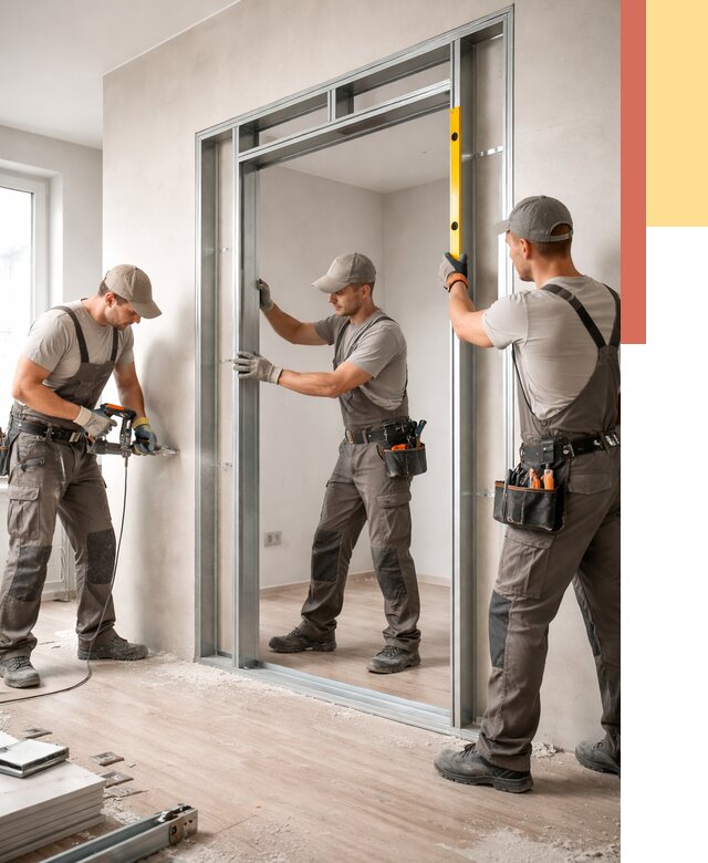 Устройство дверного проема в перегородке в волжском от 4559 руб. под ключ | ОТДЕЛОЧНИК-Влж