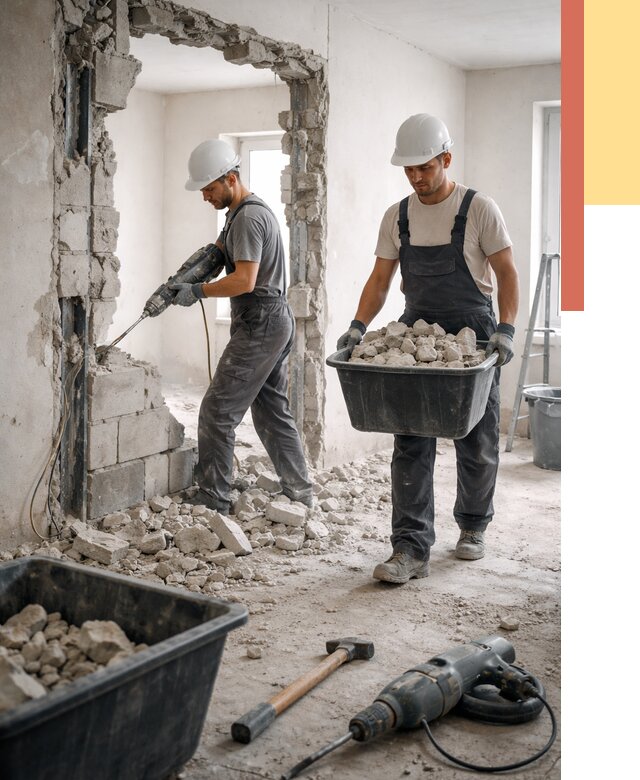 Демонтаж блоковых перегородок в волжском от 3799 руб. — быстро и недорого | ОТДЕЛОЧНИК-Влж