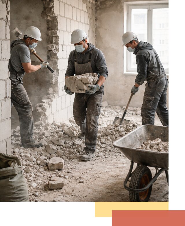 Демонтаж блочных перегородок в волжском быстро и аккуратно