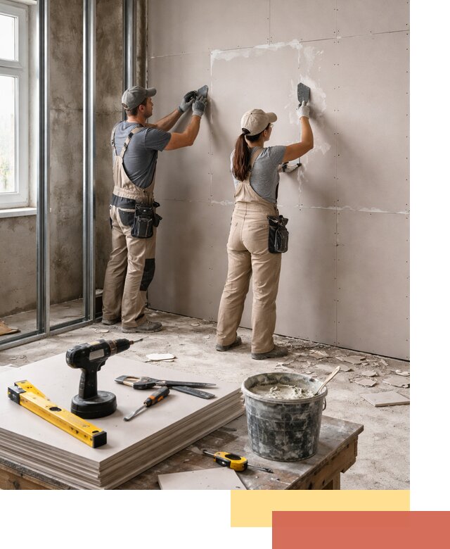 Монтаж двухслойной перегородки из гипсокартона в волжском