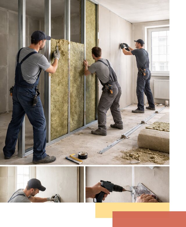 Перегородка из гипсокартона с шумоизоляцией в волжском — монтаж под ключ