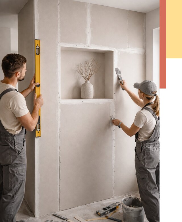 Перегородка из гипсокартона с нишей в волжском от 3292 руб. под ключ | ОТДЕЛОЧНИК-Влж