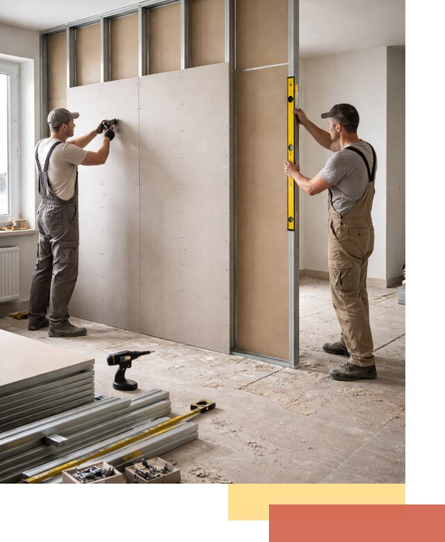 Зонирующая перегородка из гипсокартона под ключ в волжском