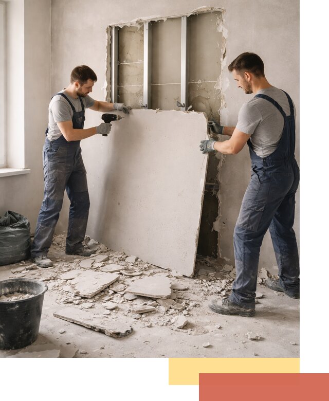 Демонтаж перегородки из гипсокартона в волжском быстрый и аккуратный