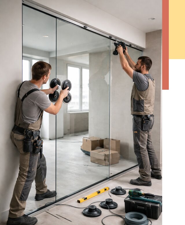 Монтаж стеклянных перегородок в волжском от 6585 руб. | ОТДЕЛОЧНИК-Влж