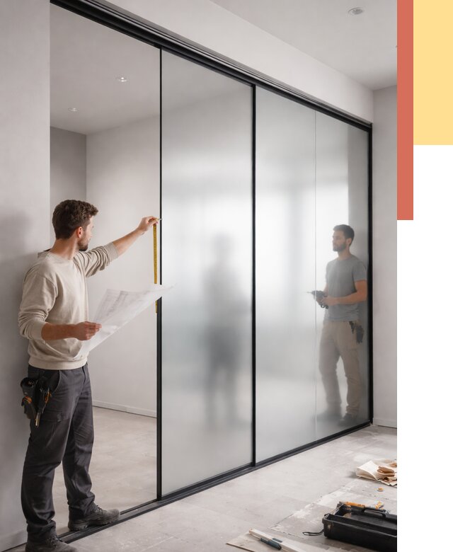 Матовые стеклянные перегородки в волжском от 8611 руб. — монтаж и установка | ОТДЕЛОЧНИК-Влж