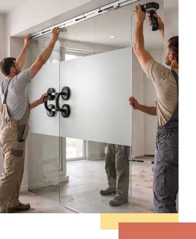 Матовые стеклянные перегородки под ключ в волжском