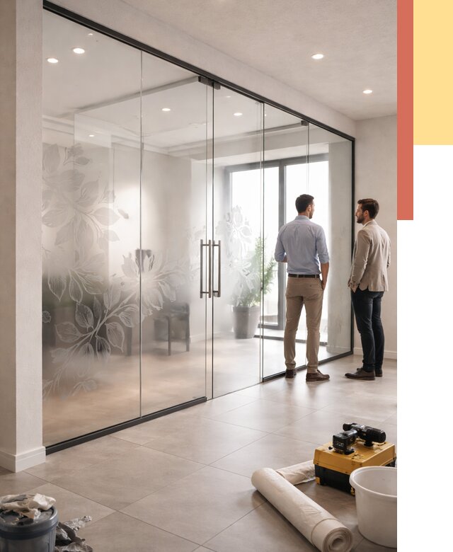 Стеклянные перегородки с рисунком в волжском от 12663 руб. монтаж и нанесение | ОТДЕЛОЧНИК-Влж