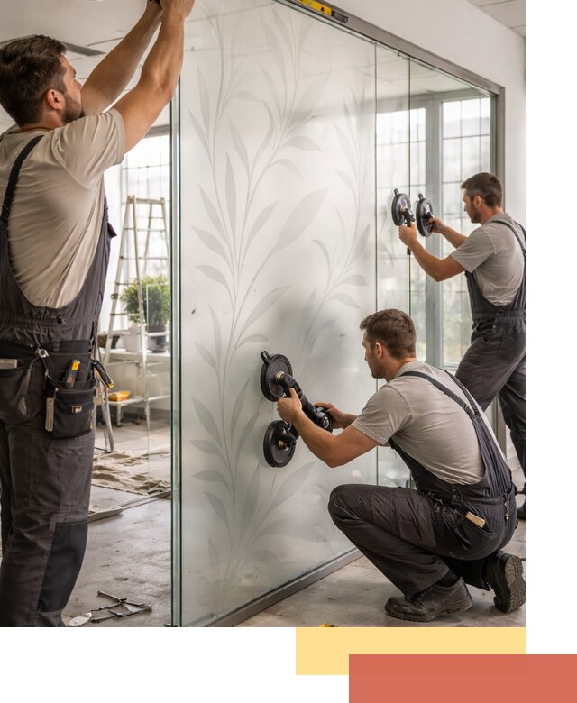 Стеклянные перегородки с рисунком на заказ в волжском