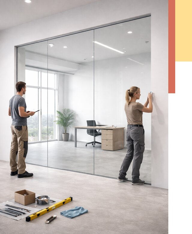 Перегородки из закаленного стекла в волжском от 9624 руб. под ключ | ОТДЕЛОЧНИК-Влж