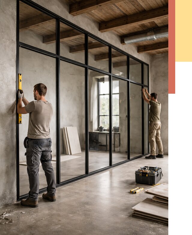 Стеклянные перегородки лофт в волжском от 10637 руб. под ключ | ОТДЕЛОЧНИК-Влж