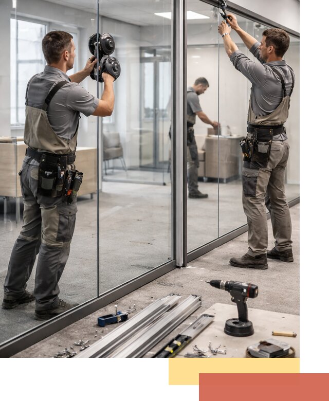 Стеклянные офисные перегородки под ключ в волжском