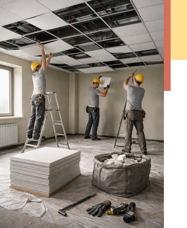 Демонтаж потолка Армстронг в волжском от 4559 руб. быстро и недорого | ОТДЕЛОЧНИК-Влж