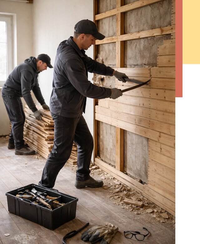 Демонтаж вагонки в волжском от 3849 руб/м2 — быстро и недорого | ОТДЕЛОЧНИК-Влж