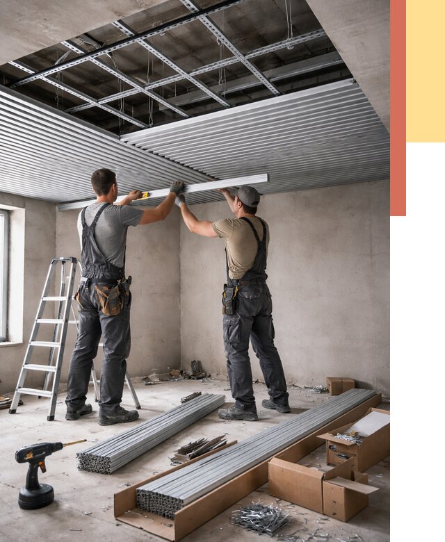 Монтаж реечного потолка в волжском от 4559 руб. под ключ | ОТДЕЛОЧНИК-Влж