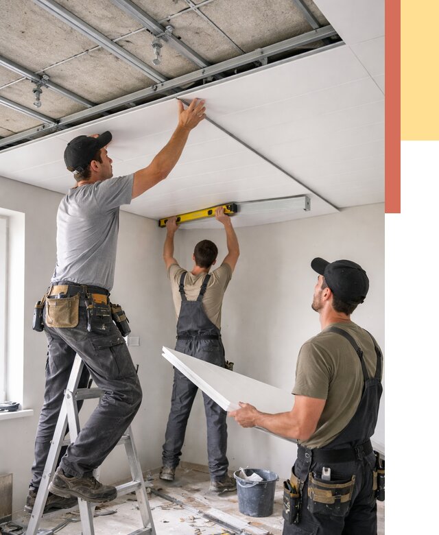 Монтаж потолка из ПВХ панелей в волжском от 3546 руб./м2 — быстро и недорого | ОТДЕЛОЧНИК-Влж