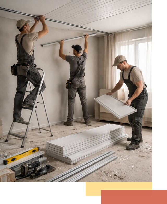 Монтаж потолка из ПВХ панелей в волжском оперативно и качественно