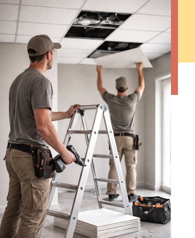 Обслуживание подвесного потолка в волжском от 3546 руб. — быстро и недорого | ОТДЕЛОЧНИК-Влж