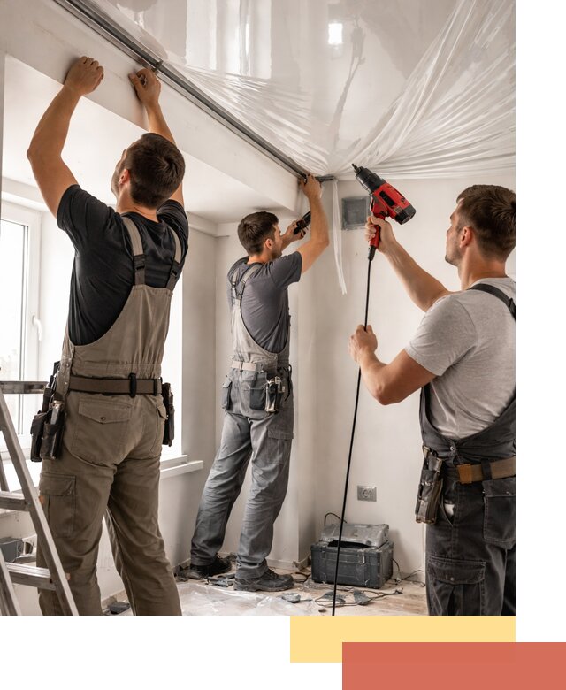 Монтаж глянцевого натяжного потолка в волжском быстро и качественно