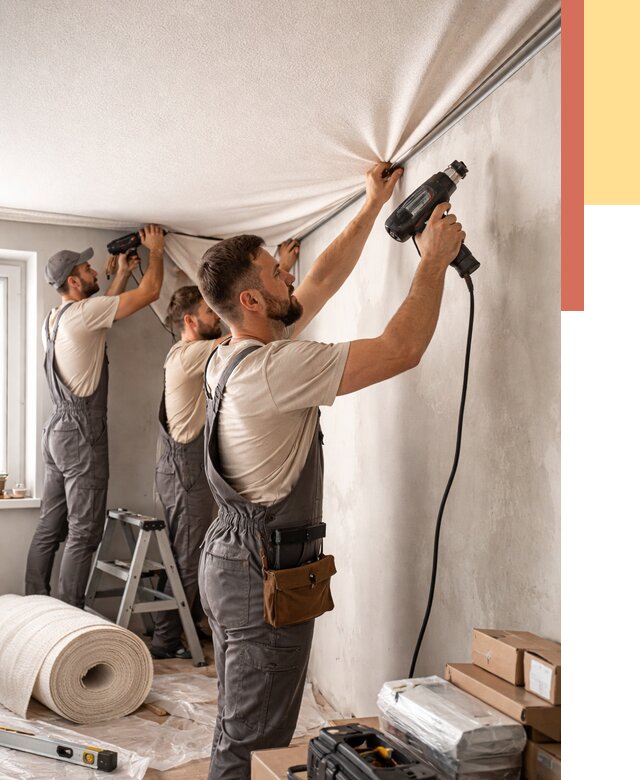 Монтаж фактурного натяжного потолка в волжском от 760 руб. — ОТДЕЛОЧНИК-Влж