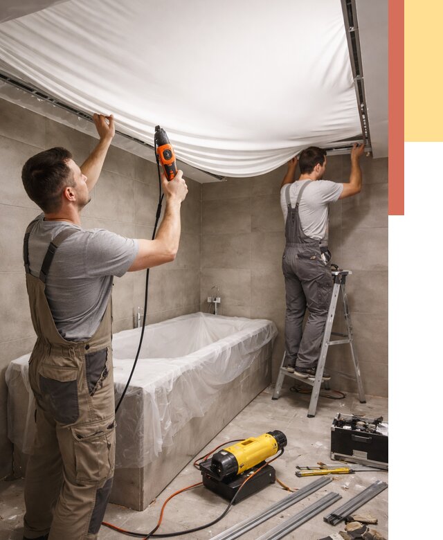 Монтаж натяжного потолка в ванной в волжском от 1216 руб. под ключ | ОТДЕЛОЧНИК-Влж