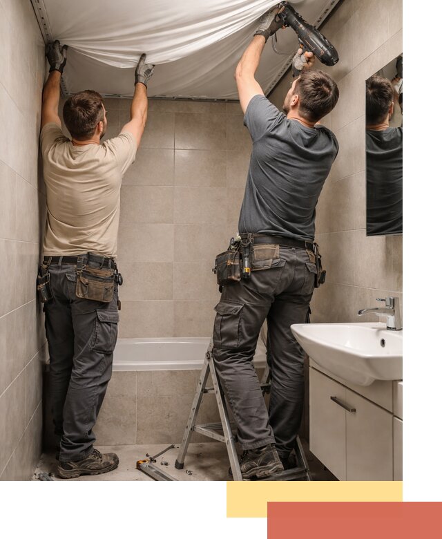 Монтаж натяжного потолка в ванной в волжском быстро и качественно